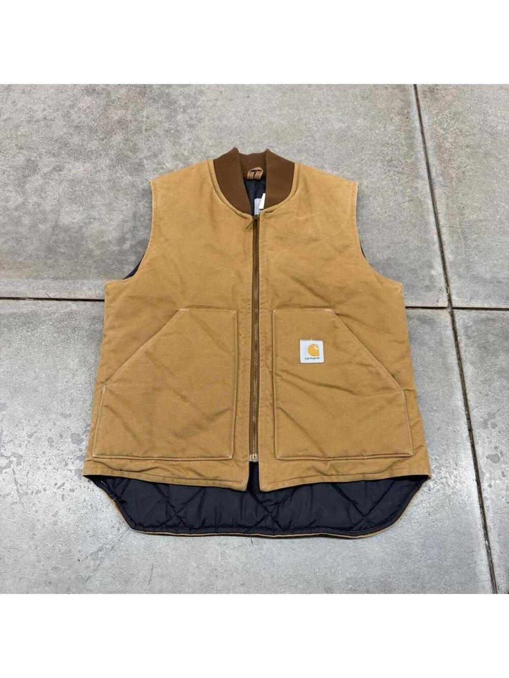 vintage carhartt tan union made in usa heavyweight vest size medium